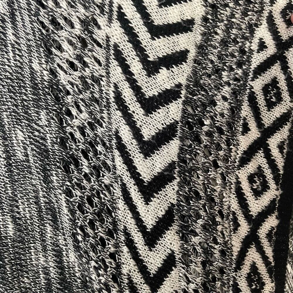 LAST CHANCE Absolutely Famous Black Grey White Waterfall Open Front Long Cardiga - Picture 5 of 13
